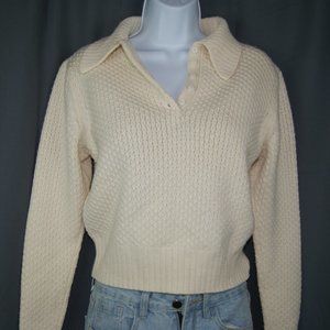 Frame Ivory Cropped Wool Cashmere Pullover